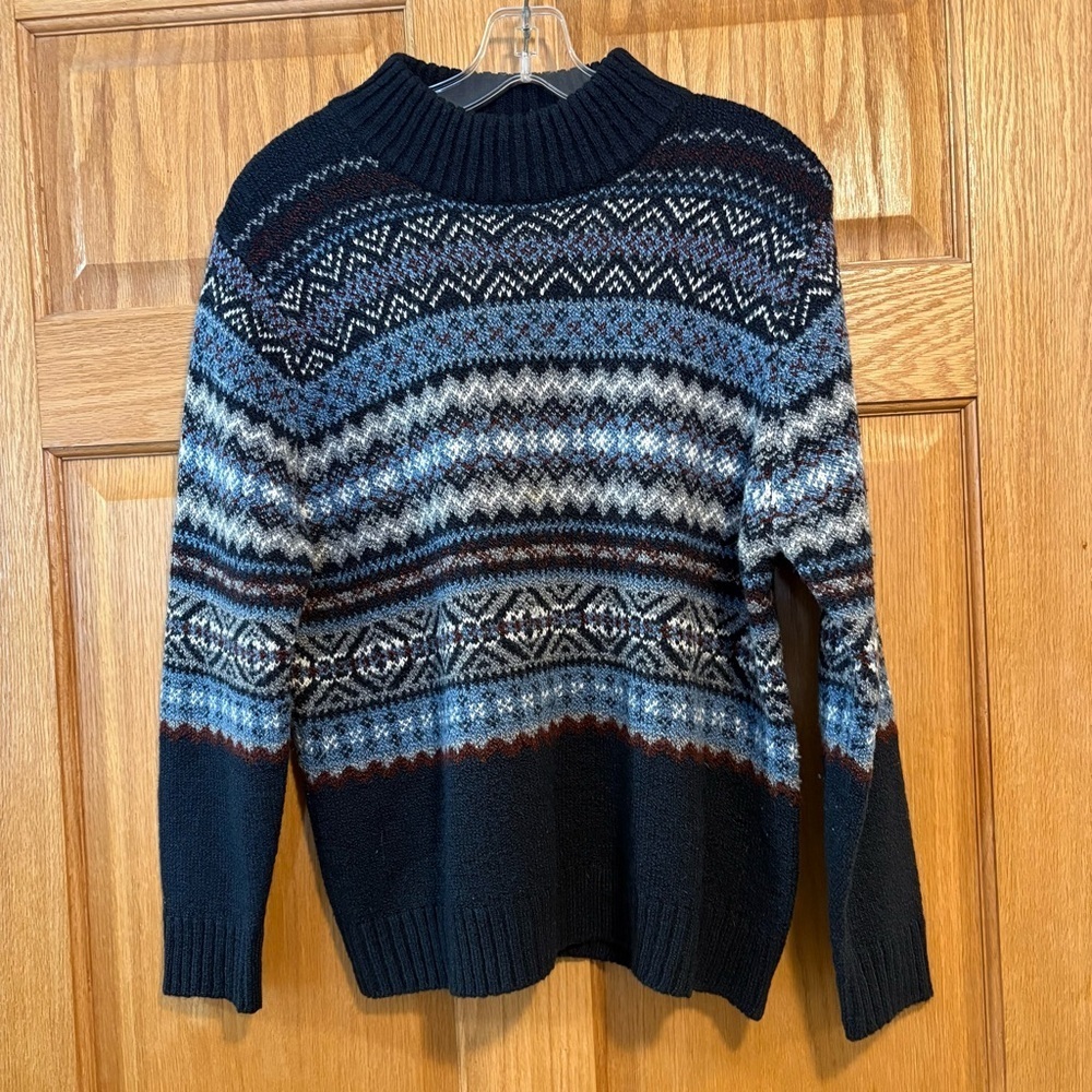Vtg Carolyn Taylor Essentials Sweater Fair Isle Nordic Pattern Blue Women’s M